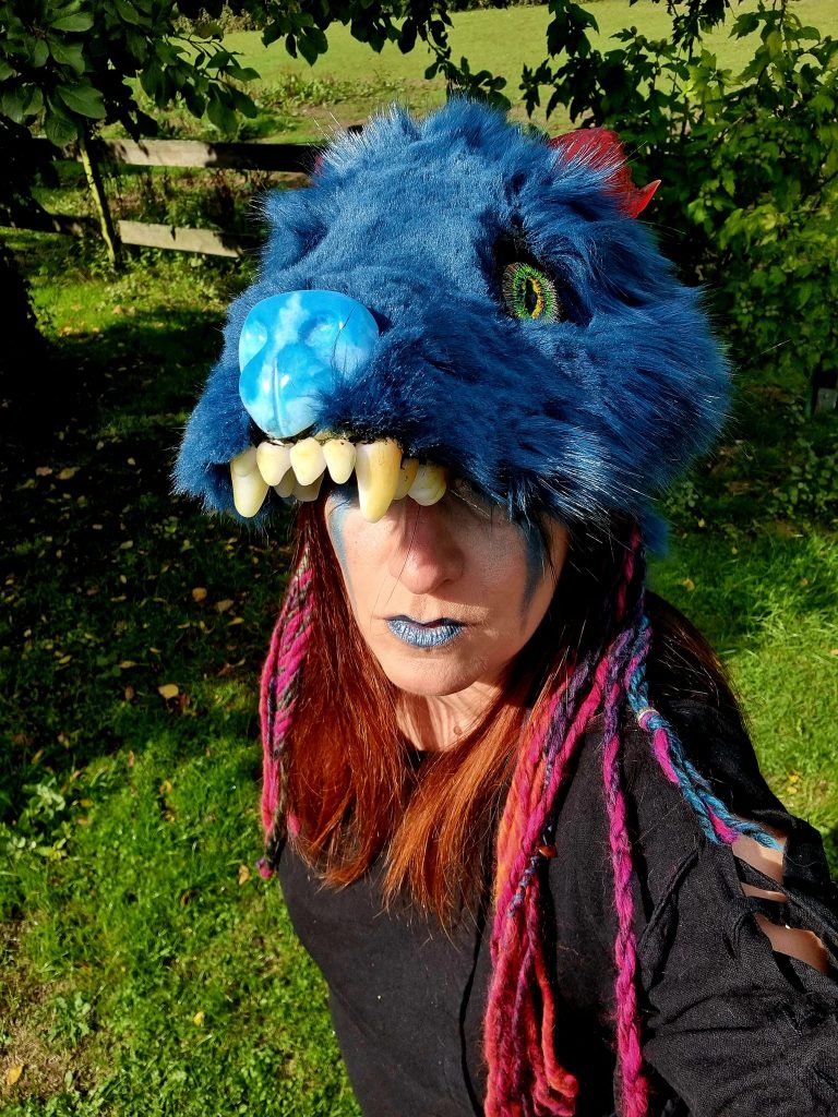 Costume coiffe dragon bleu