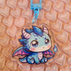Porte clé charm dragon bleu