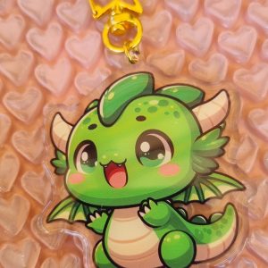 Porte clé dragon vert kawai