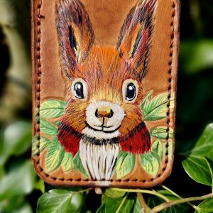 Porte carte écureuil en cuir