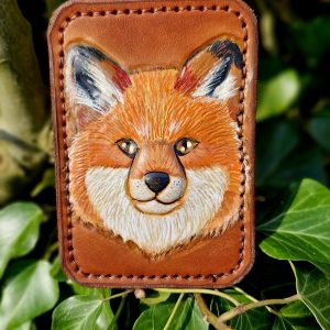 Porte carte renard en cuir